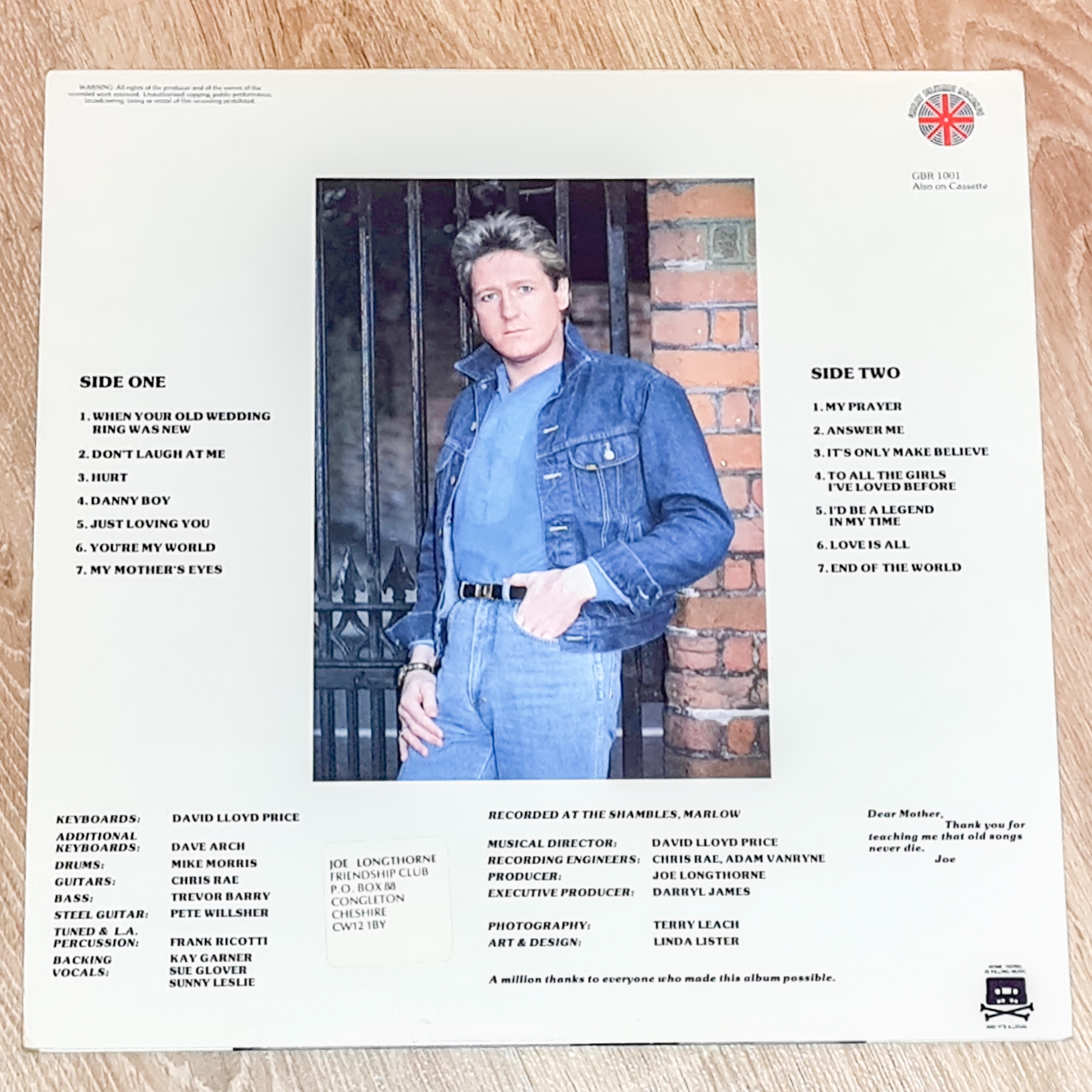 Joe Longthorne – The Singer 1986 VG+, VYPRANÁ Vinyl (LP)