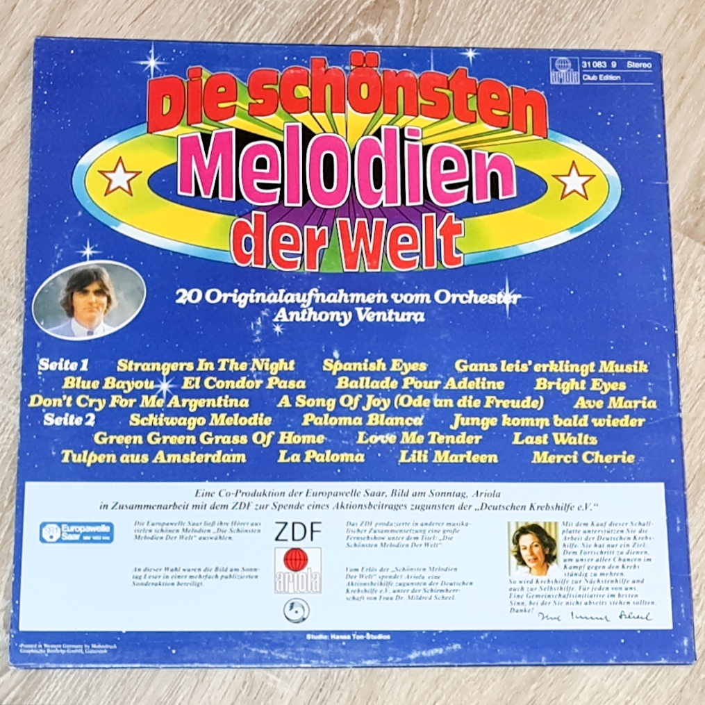 Orchester Anthony Ventura – Die Schönsten Melodien Der Welt 1980 G+, VYPRANÁ Vinyl (LP)
