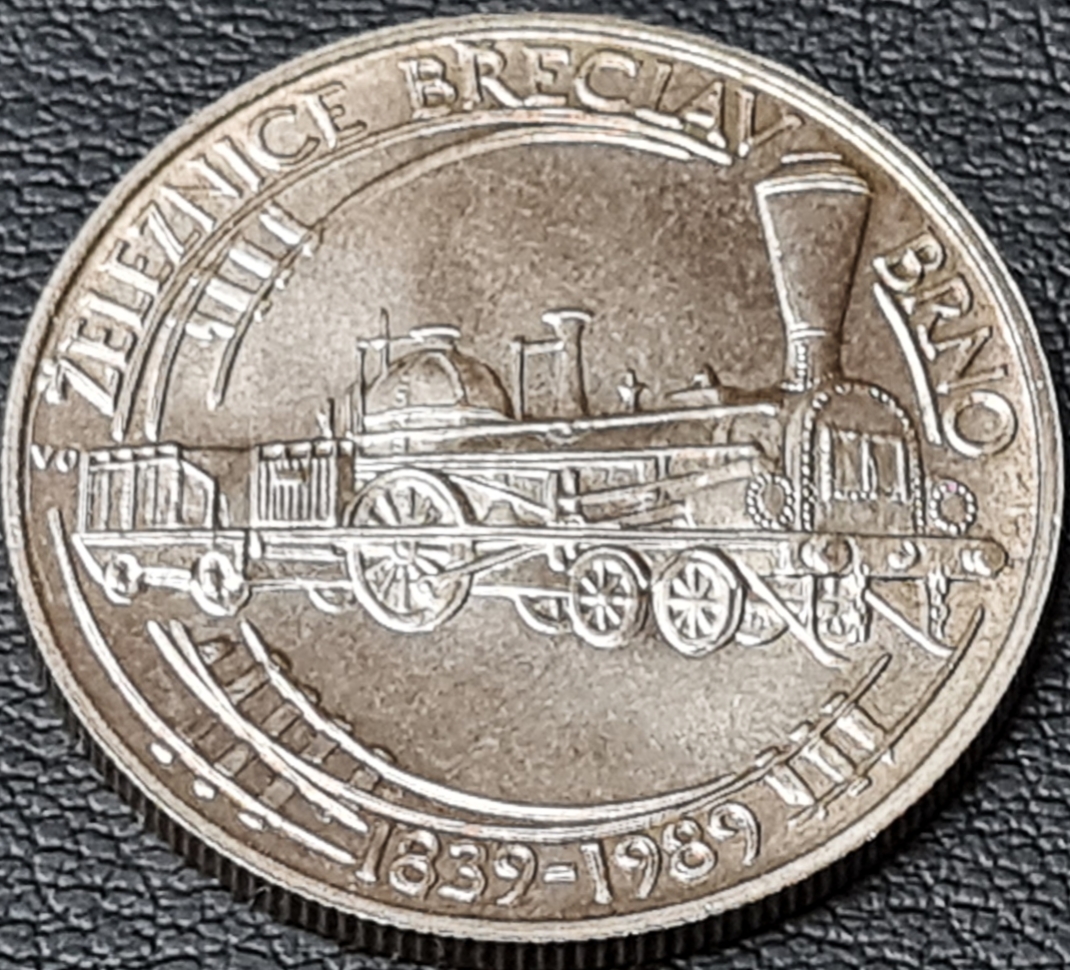 Ag 50 Koruna 1989, Železnice Břeclav - Brno mince