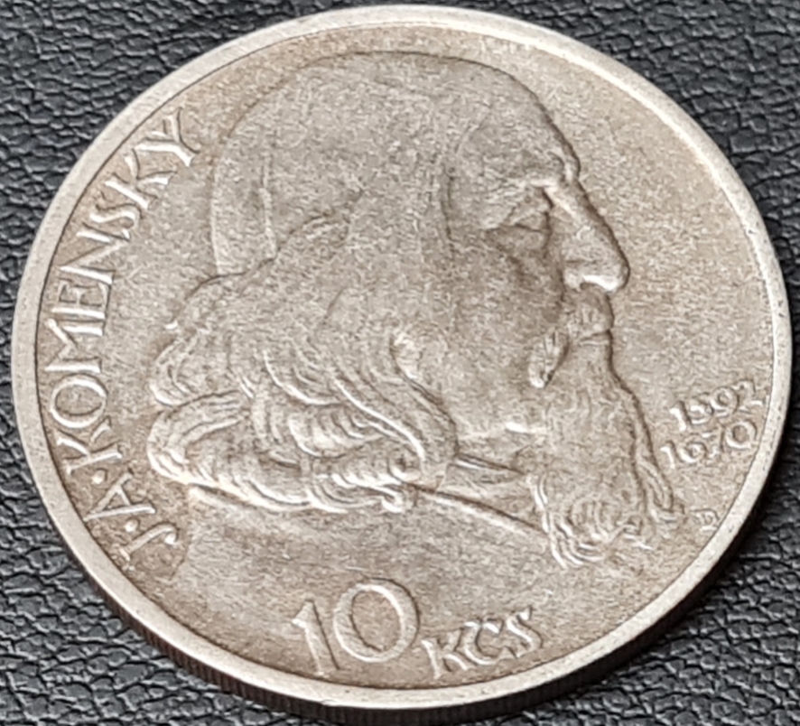 Ag 10 Koruna 1957, Oslavy Jana Amose Komenského mince