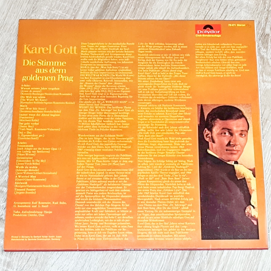Karel Gott – Die Stimme Aus Dem Goldenen Prag 1968 EX, VYPRANÁ Vinyl (LP)