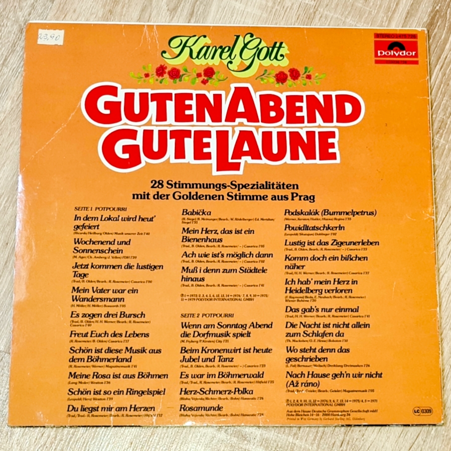 Karel Gott – Guten Abend, Gute Laune 1981 VG+, VYPRANÁ Vinyl (LP)