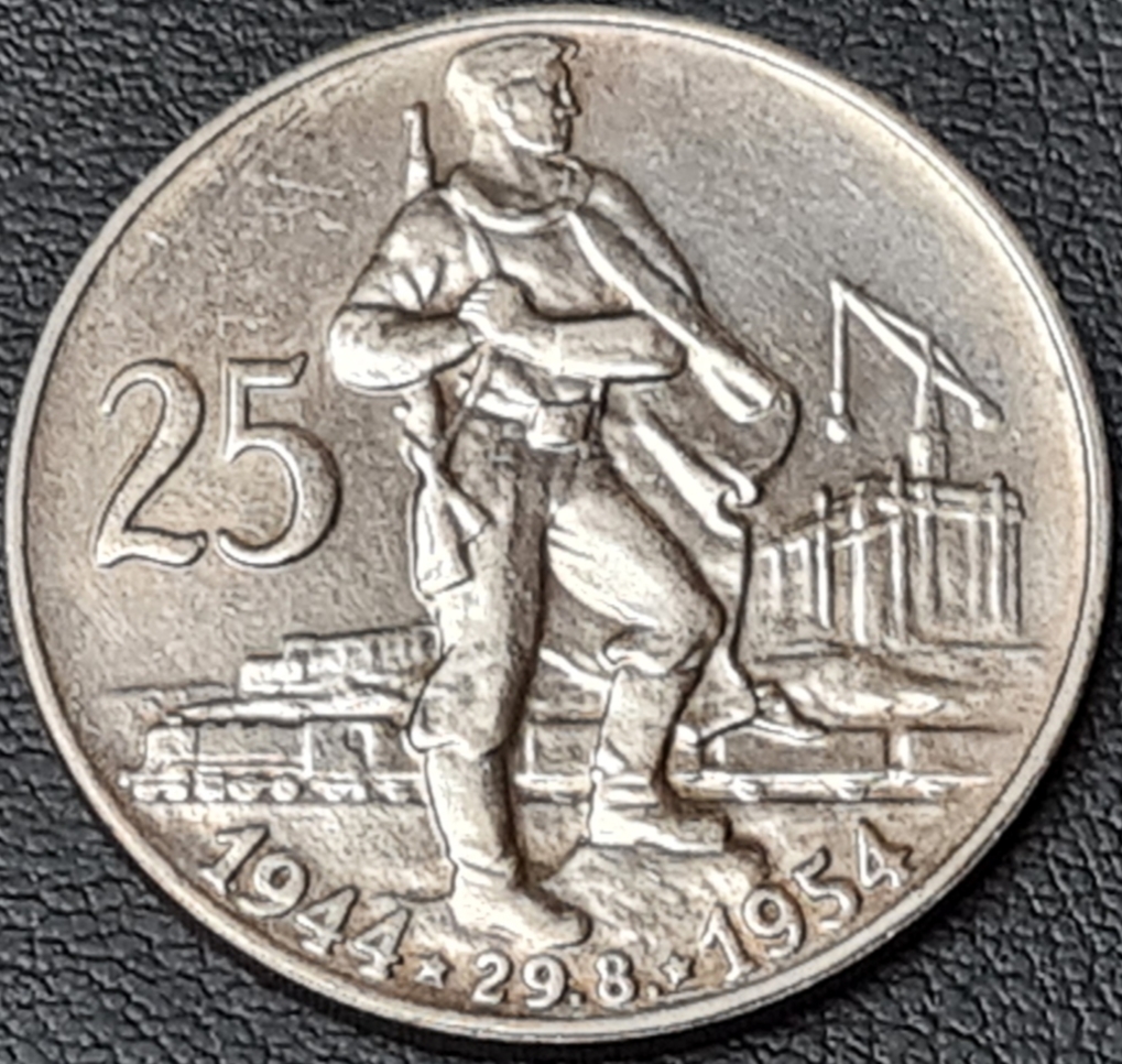 Ag 25 Koruna 1954 - 10. výročí SNP, mince