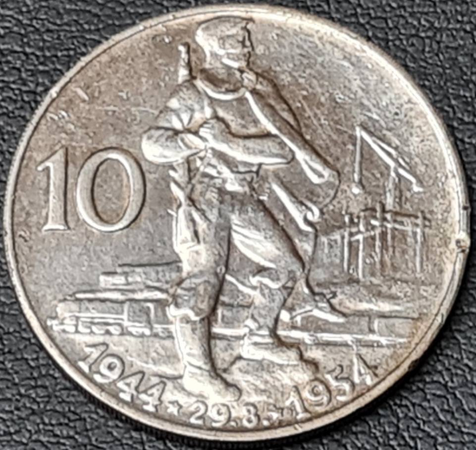 Ag 10 Koruna 1954 - 10. výročí SNP, mince