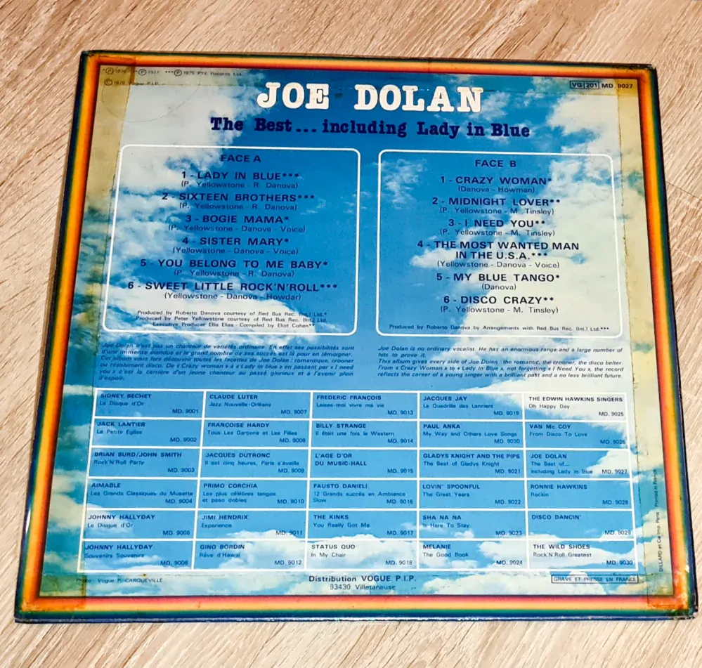 Joe Dolan – The Best... Including Lady In Blue 1979 EX, VYPRANÁ Vinyl (LP)