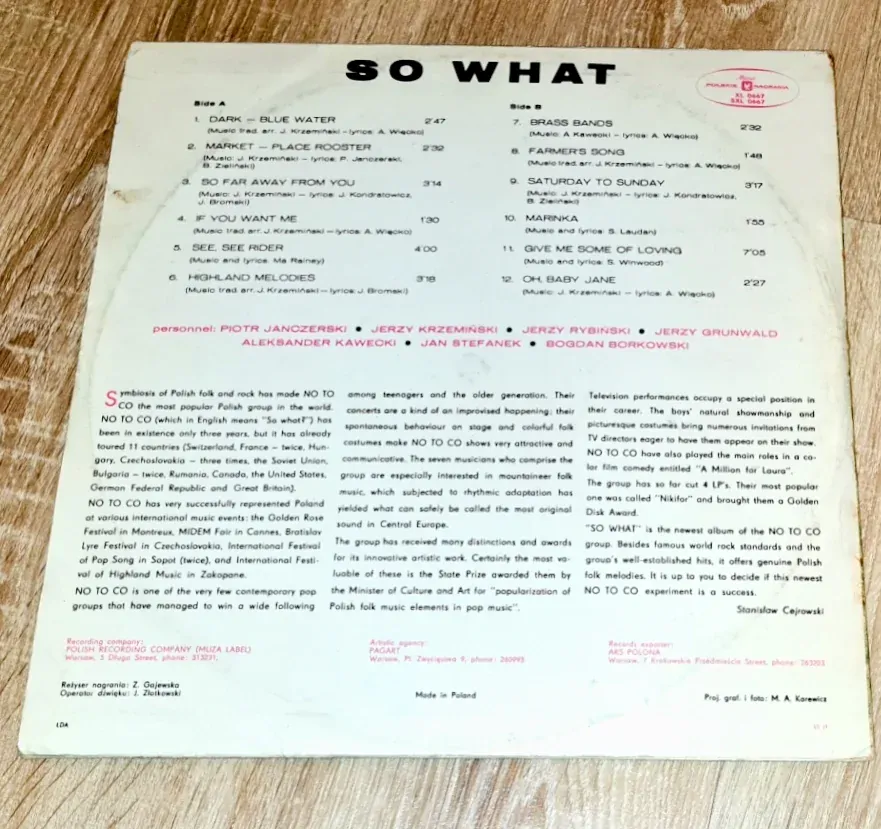No To Co – So What 1970 VG, VYPRANÁ Vinyl (LP)