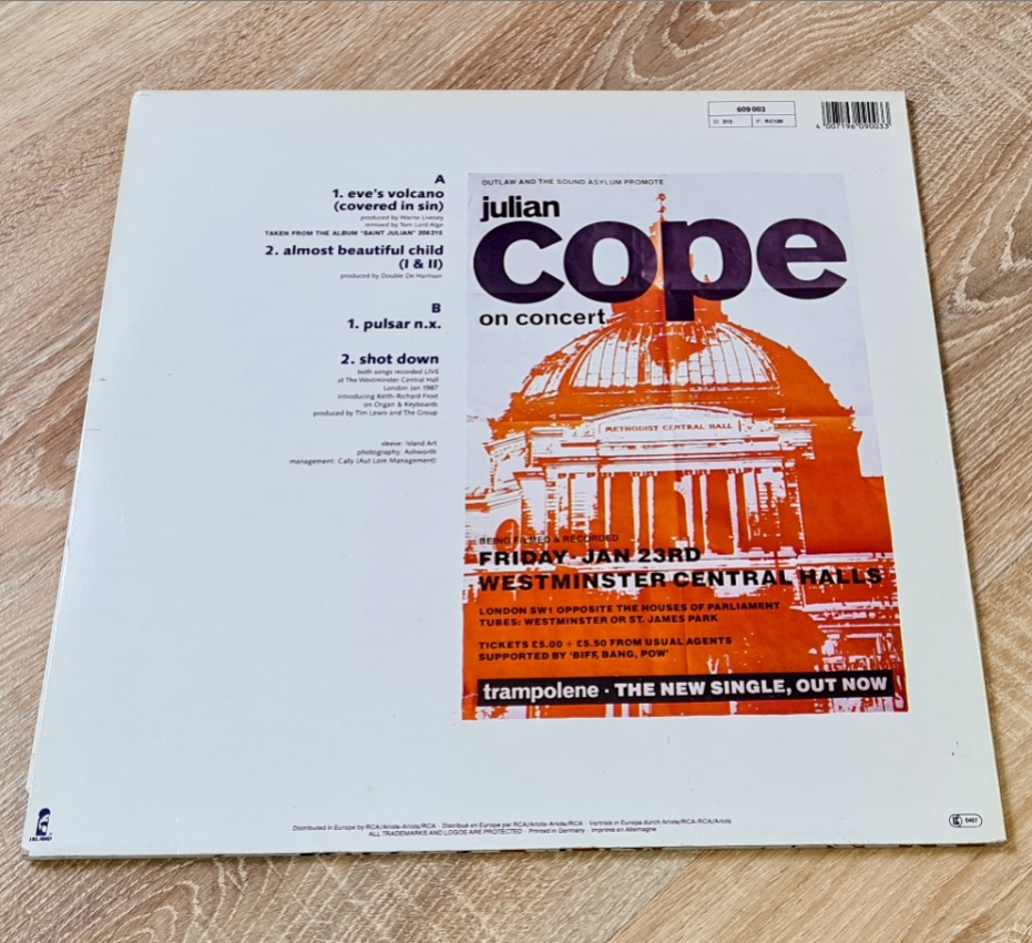 Julian Cope – Eve's Volcano 'Covered In Sin' 1987 Maxi-Single VG+, VYPRANÁ Vinyl