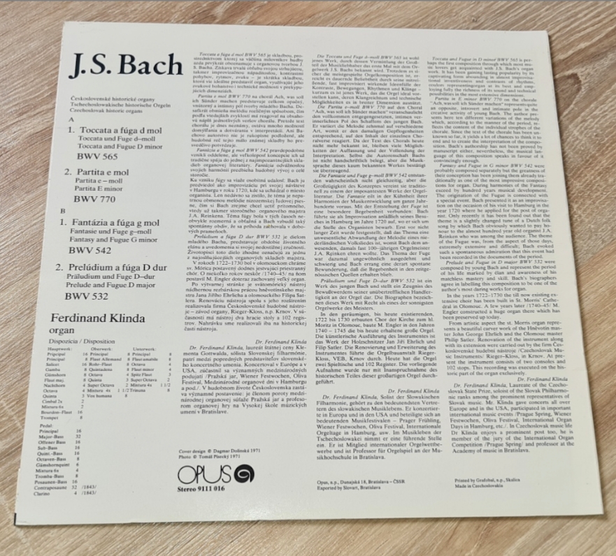 Johann Sebastian Bach – Johann Sebastian Bach 1970 VG+ Vinyl (LP)