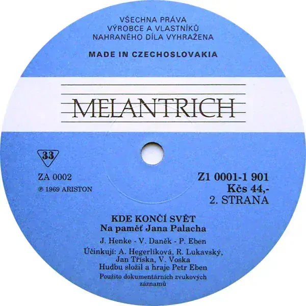 Kde Končí Svět (Na Paměť Jana Palacha) 1990 NM, VYPRANÁ Vinyl (LP)