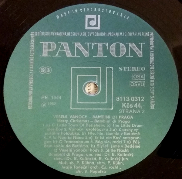 Bambini Di Praga – Veselé Vánoce / Merry Christmas 1982 VG+, VYPRANÁ Vinyl (LP)