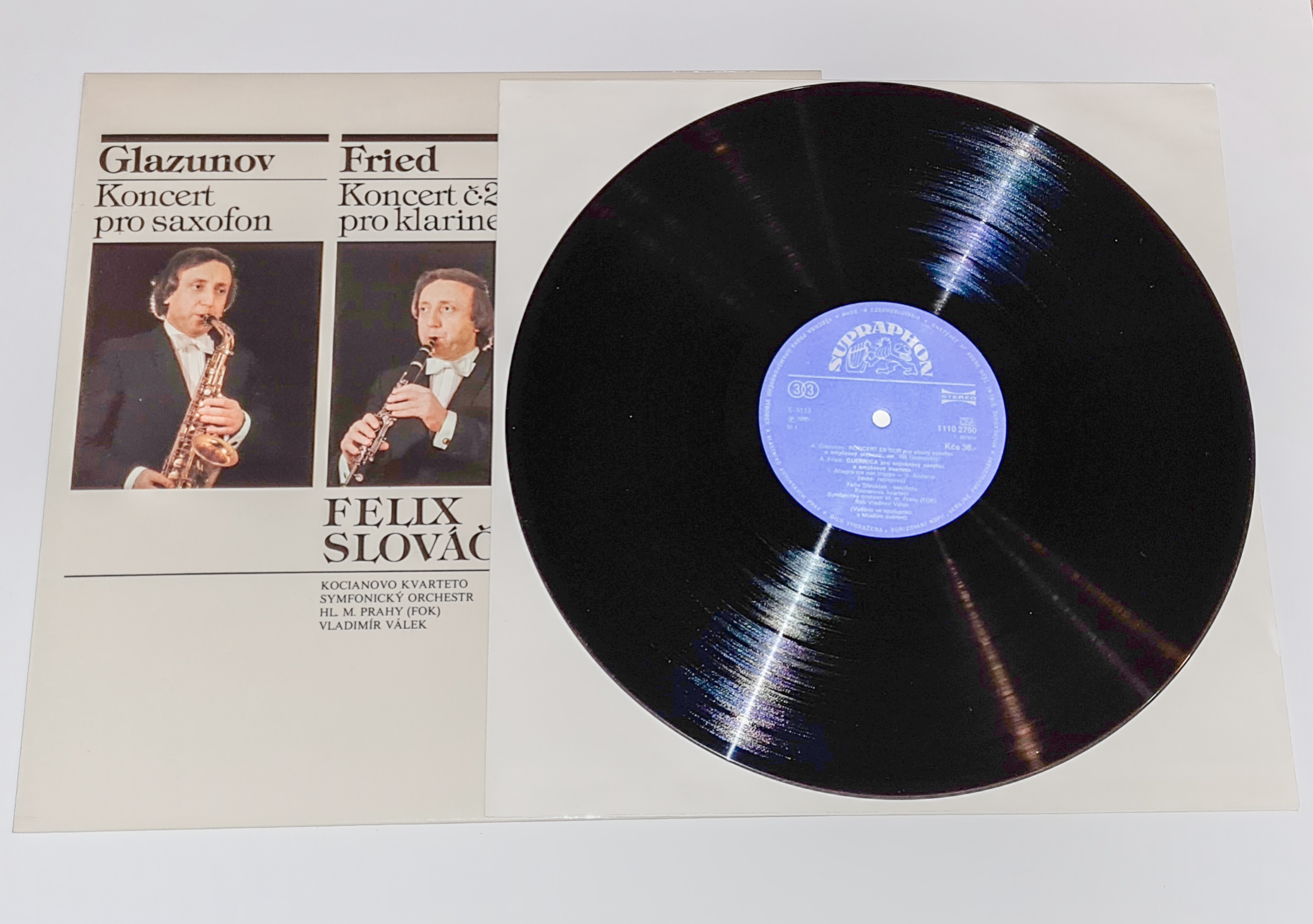 Glazunov, Fried, Felix Slováček, Kocianovo Kvarteto, Symfonický Orchestr Hl. M. Prahy (FOK), Vladimír Válek – Koncert Pro Saxofon / Koncert Č•2 Pro Klarinet / Guernica 1981 EX, VYPRANÁ Vinyl (LP)