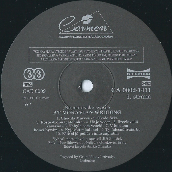 Na Moravské Svatbě / At Moravian Wedding 1991 EX, VYPRANÁ Vinyl (LP)