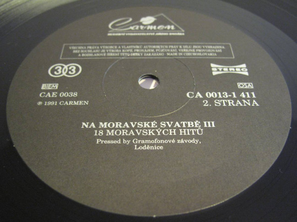 Na Moravské Svatbě III./ At Moravian Wedding (3) 1991 EX, VYPRANÁ Vinyl (LP)