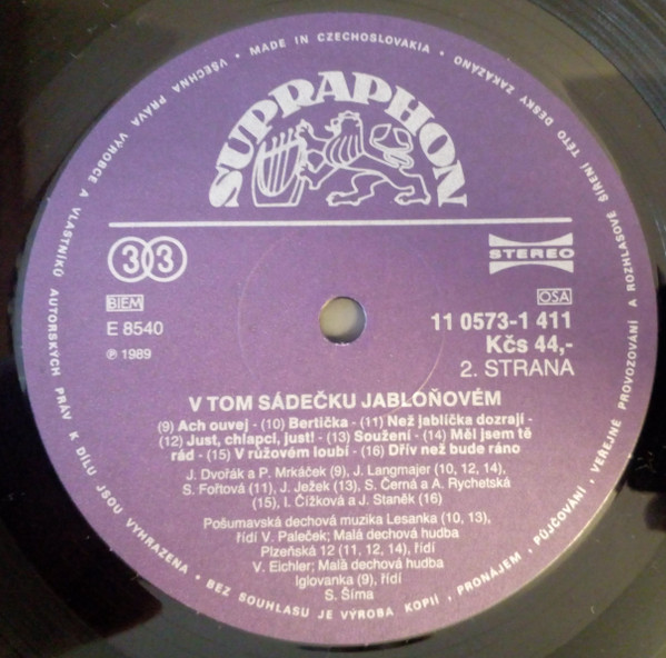 V Tom Sádečku Jabloňovém 1989 EX, VYPRANÁ Vinyl (LP)