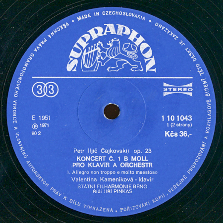 Petr Iljič Čajkovskij – Koncert B Moll Pro Klavír A Orchestr 1971 EX VYPRANÁ Vinyl (LP)
