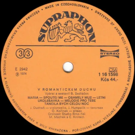 Orchestr Studio Brno – V Romantickém Duchu 1979 VG+, VYPRANÁ Vinyl (LP)