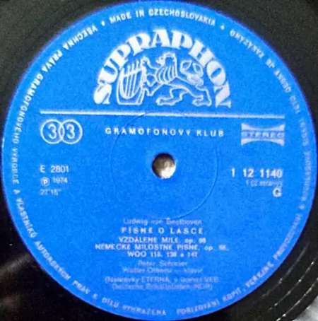 Peter Schreier – Zpívá Beethovenovy Milostné Písně 1974 NM, VYPRANÁ Vinyl (LP + příloha)