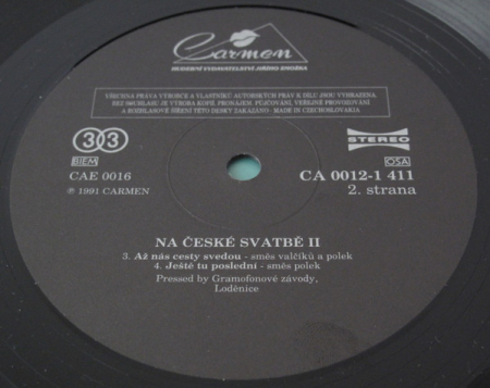 Na České Svatbě II./ At Czech Wedding 1991 NM, VYPRANÁ Vinyl (LP)