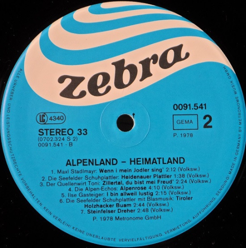 Various – Alpenland - Heimatland 1978 EX, VYPRANÁ Vinyl (LP)