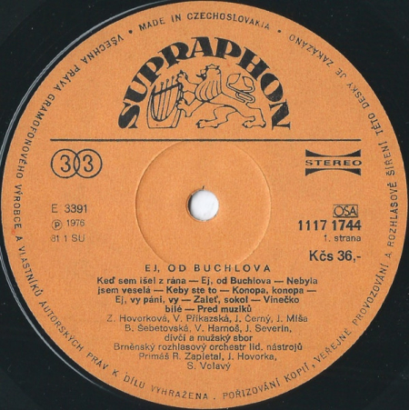 Brněnský Rozhlasový Orchestr Lidových Nástrojů – Ej, Od Buchlova 1981 EX, VYPRANÁ Vinyl (LP)