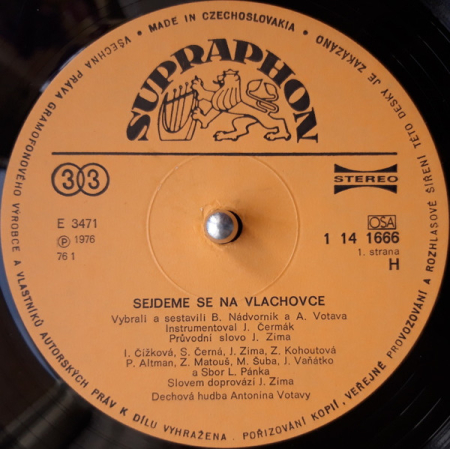 Dechová Hudba Antonína Votavy – Sejdeme Se Na Vlachovce 1976 EX, VYPRANÁ Vinyl (LP)