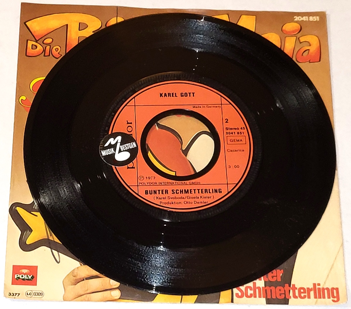 Karel Gott – Die Biene Maja 1977, Vinyl 7" Single (autogram, podpis)