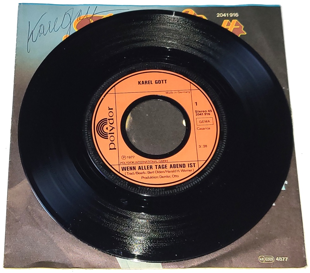 Karel Gott – Wenn Aller Tage Abend Ist 1977, Vinyl 7" Single (autogram, podpis)