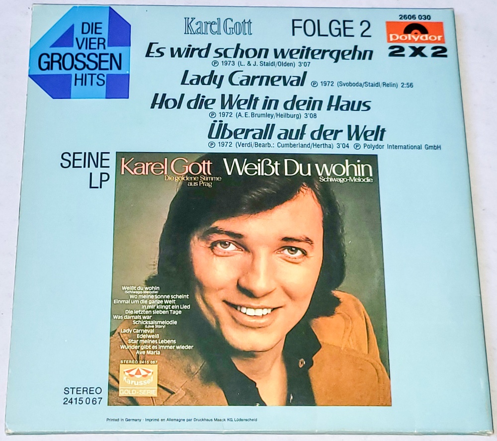 Karel Gott – Die Grossen Vier - Folge 2 1973, 2 x Vinyl 7" Single (autogram, podpis)