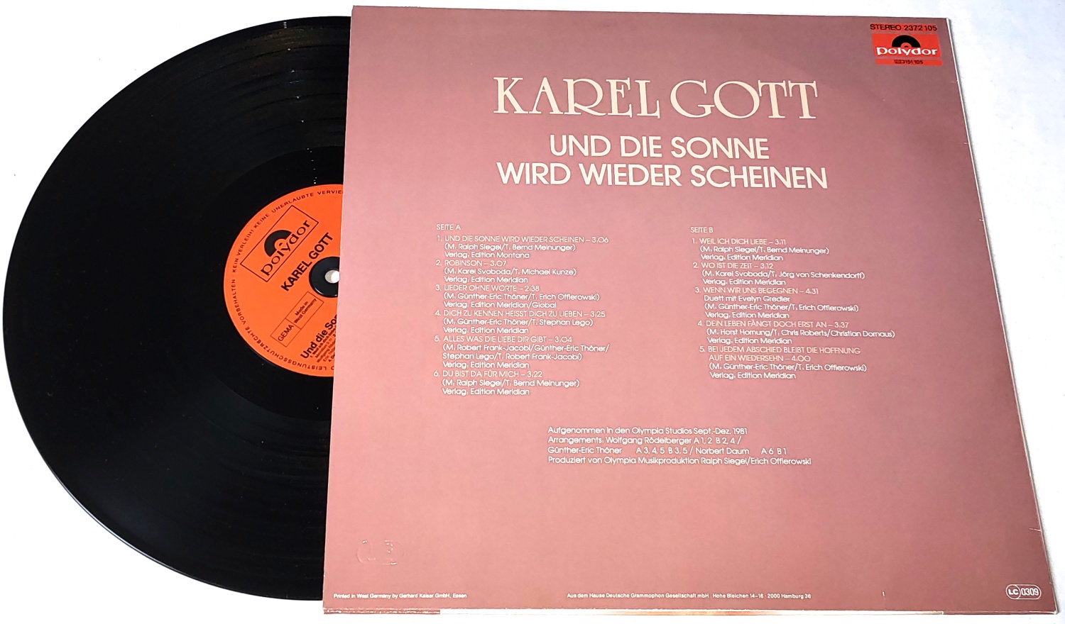 Karel Gott – Und Die Sonne Wird Wieder Scheinen 1982 NM, VYPRANÁ Vinyl (LP) autogram, podpis