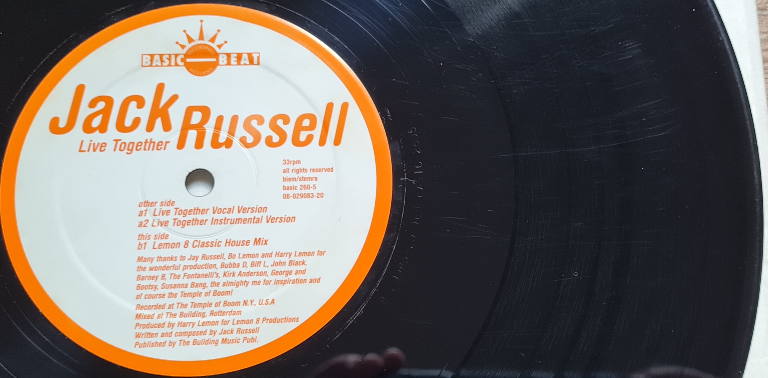 Jack Russell – Live Together 1998 Single VG, VYPRANÁ Vinyl