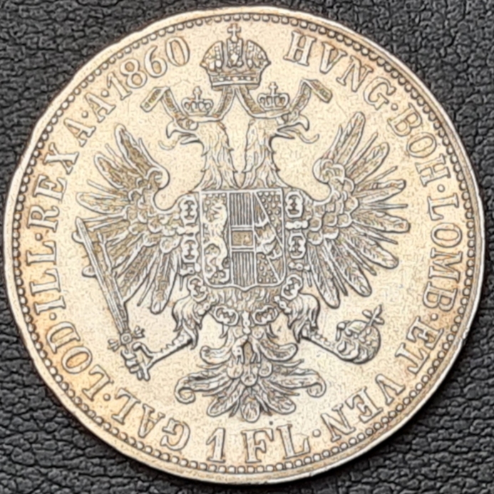 Ag 1 Florin-1 Gulden (Zlatník) 1860 A František Josef I. Rakousko-Uhersko mince