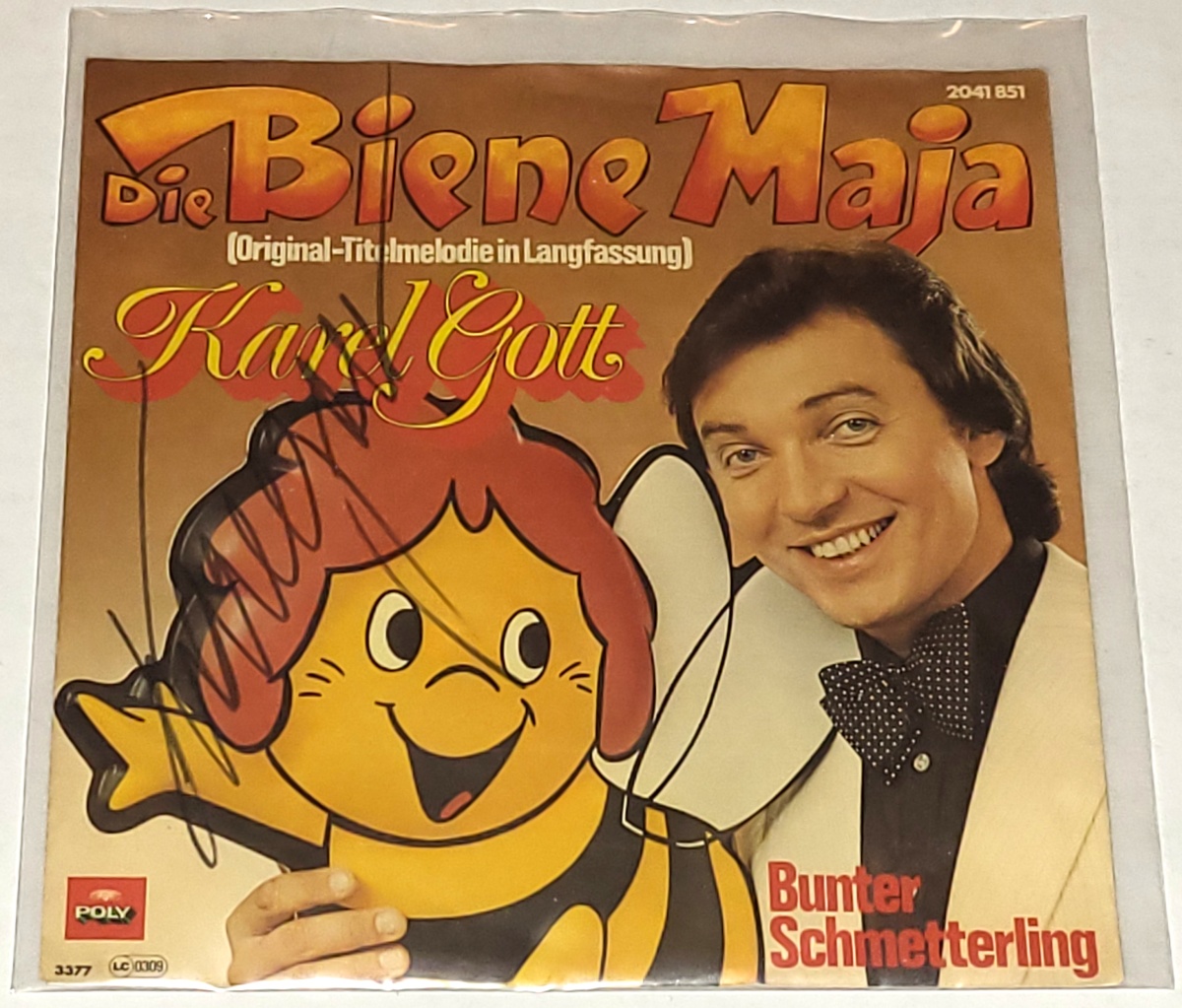 Karel Gott – Die Biene Maja 1977, Vinyl 7" Single (autogram, podpis)