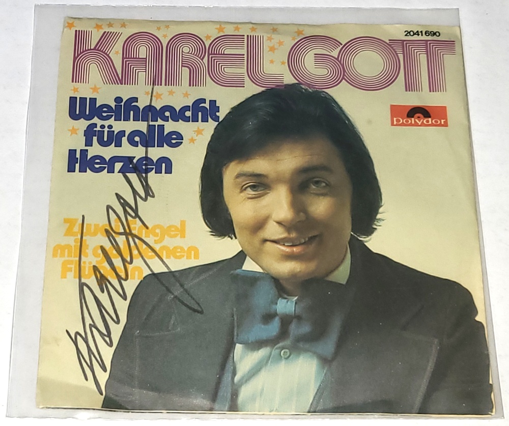Karel Gott – Weihnacht Für Alle Herzen / Zwei Engel Mit Goldenen Flügeln 1975, Vinyl 7" Single (autogram, podpis)