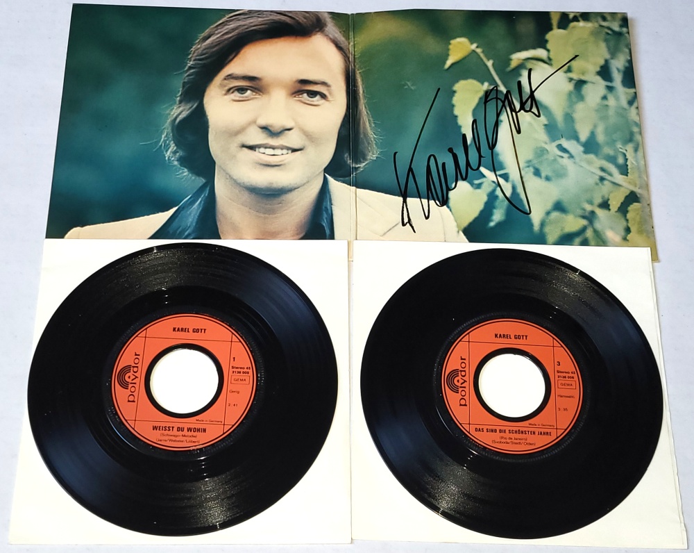 Karel Gott – Die Grossen Vier Von Karel Gott 1972, 2 x Vinyl 7" Single (autogram, podpis)