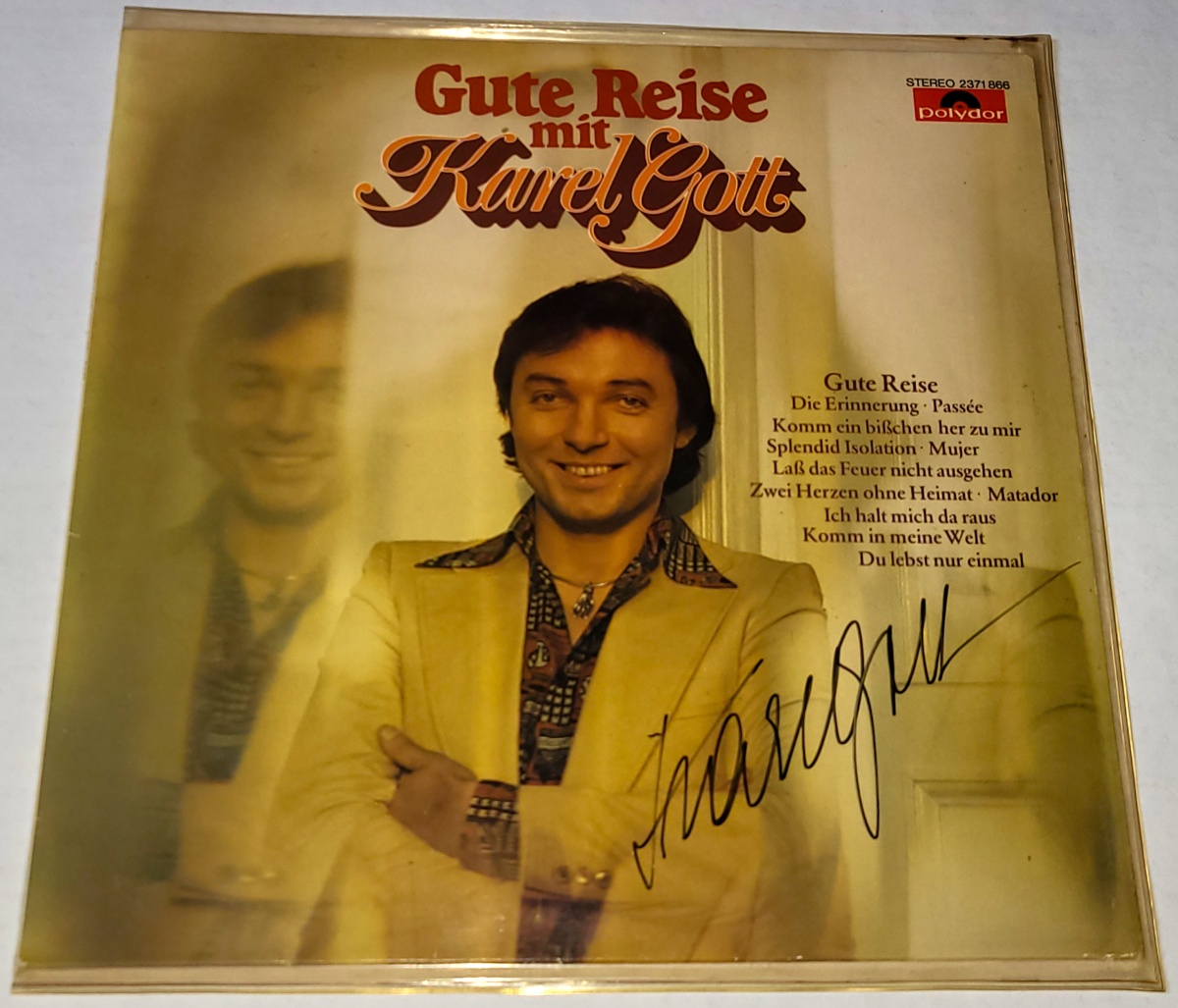 Karel Gott – Gute Reise Mit Karel Gott 1978 EX-, VYPRANÁ Vinyl (LP) autogram, podpis
