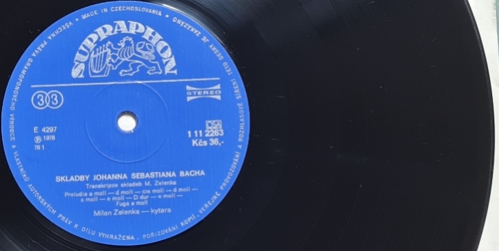 KYTAROVÝ RECITÁL ZE SKLADEB J. S. BACHA – MILAN ZELENKA 1978 VG, VYPRANÁ Vinyl (LP)