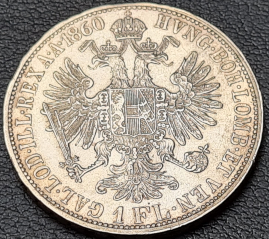 Ag 1 Florin-1 Gulden (Zlatník) 1860 A František Josef I. Rakousko-Uhersko mince