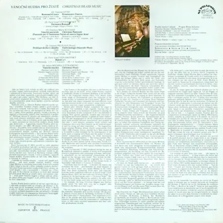 Pražští Žesťoví Sólisté, Václav Rabas – Vánoční Hudba Pro žestě / Christmas Brass Music 1983 NM, VYPRANÁ Vinyl (LP)