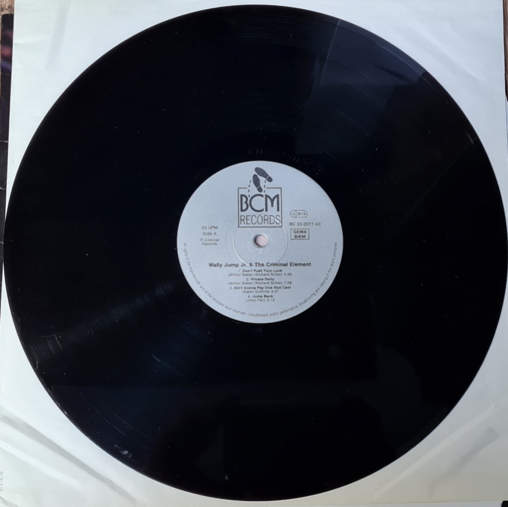 Wally Jump Jr. And The Criminal Element – Don't Push Your Luck 1987 VG+, VYPRANÁ Vinyl (LP)