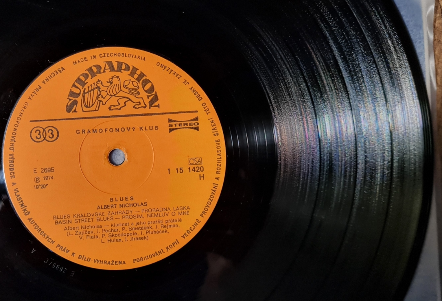 Albert Nicholas – Poslední Blues 1975 VG, VYPRANÁ Vinyl (LP)