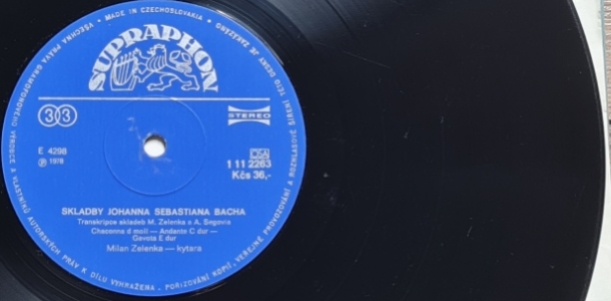 KYTAROVÝ RECITÁL ZE SKLADEB J. S. BACHA – MILAN ZELENKA 1978 VG, VYPRANÁ Vinyl (LP)