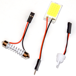 LED panel - 10ks (18 COB LED - Bílá) 12V + adaptéry C5W a T10 W5W, Výhodné balení!