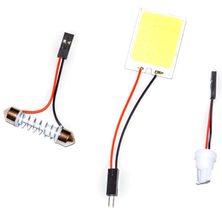 LED panel - 10ks (24 COB LED - Bílá) 12V + adaptéry C5W a T10 W5W, Výhodné balení!