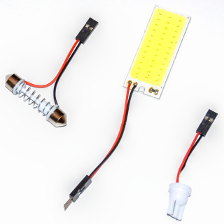 LED panel - 10ks (36 COB LED - Bílá) 12V + adaptéry C5W a T10 W5W, Výhodné balení!