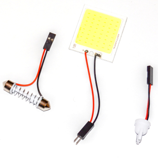 LED panel (48 COB LED - Bílá) 12V + adaptéry C5W a T10 W5W