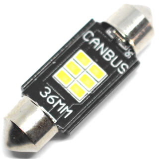 LED žárovka C5W 6 SMD 3020 (36mm) CAN BUS - Bílá 10 - 30V, CFS30203