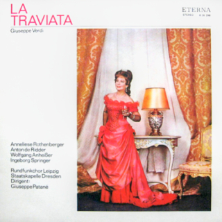 Giuseppe Verdi, Anneliese Rothenberger, Anton De Ridder, Wolfgang Anheißer, Ingeborg Springer, Rundfunkchor Leipzig, Staatskapelle Dresden, Giuseppe Patané – La Traviata 1974 VG+, VYPRANÁ Vinyl (LP)