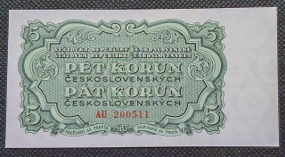 5 koruna 1953 - ČESKOSLOVENSKO UNC, bankovka