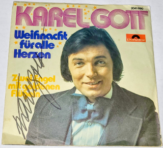 Karel Gott – Weihnacht Für Alle Herzen / Zwei Engel Mit Goldenen Flügeln 1975, Vinyl 7" Single (autogram, podpis)