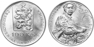 Ag 100 Koruna 1990 Jan Kupecký mince